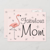 Flamingo Pink "Fabulous Mam" briefkaart (Voorkant / Achterkant)