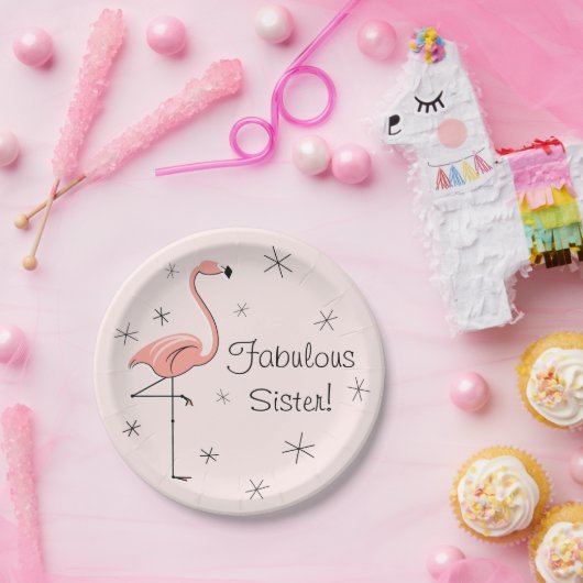 Flamingo Pink Fabulous Sister! Papieren bord (Feest)