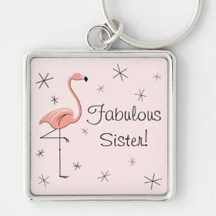 Flamingo Pink 'Fabulous Sister' sleutelhanger prem