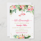 Flamingo Pink Gold Tropical Florence Baby shower Kaart (Voorkant)