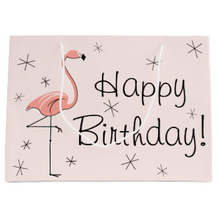 Flamingo Pink 'Happy Birthday'! cadeau groot Large Cadeauzakje