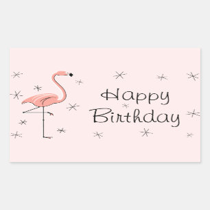 Flamingo Pink Happy Birthday rechthoek Rechthoekige Sticker