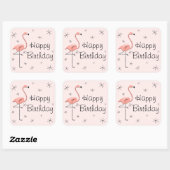 Flamingo Pink Happy Birthday sticker square (Vel)