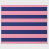 Flamingo Pink, Navy Blue XL Stripes Pattern V Cadeaupapier (Vlak)