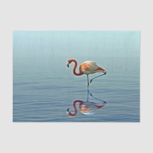 Flamingo Pink Reflection Wildlife Foto Tissuepapier (Voorkant)