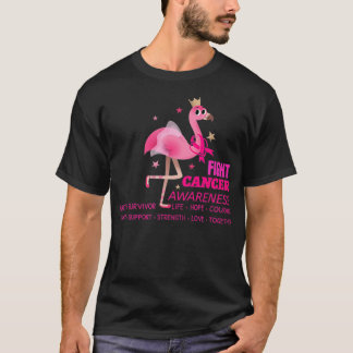 Flamingo Pink Ribbon Breast Cancer Awareness Suppo T-shirt