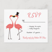 Flamingo Pink RSVP Weddenschap Tropische Luau Beac Uitnodiging Briefkaart (Voorkant)