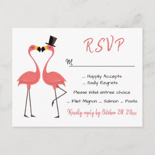 Flamingo Pink RSVP Weddenschap Tropische Luau Beac Uitnodiging Briefkaart