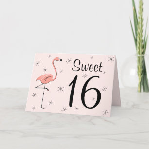 Flamingo Pink Sweet 16 Happy Birthday-kaart Bedankkaart