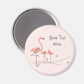 Flamingo Pink Text Trio 4 magnet Magneet (Voorkant / Achterkant)