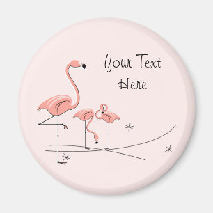 Flamingo Pink Text Trio 4 magnet Magneet