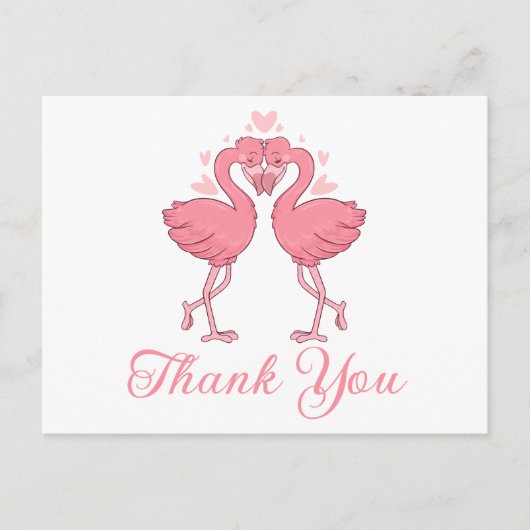 Flamingo Pink Tropical Beach Wedding Thank You Briefkaart (Voorkant)