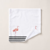 Flamingo Pink Tropical Blauwgroen Black White Fun Bad Handdoek (Wasdoekje)