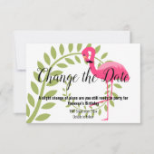 FLAMINGO PINK VERANDERT DE DATUM White RSVP Card Kaartje (Voorkant)