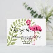 FLAMINGO PINK VERANDERT DE DATUM White RSVP Card Kaartje (Staand voorkant)