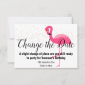FLAMINGO PINK VERANDERT DE DATUM White RSVP Card Kaartje (Voorkant)