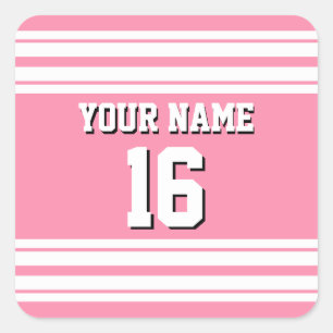 Flamingo Pink White Team Jersey Vierkante Sticker