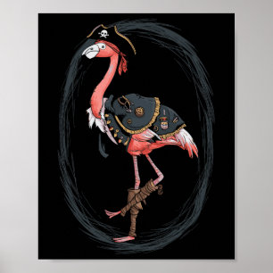 Flamingo Pirate Funny Halloween Kostuum Idee Poster