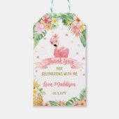 Flamingo Pneapple Tropische Verjaardag Dank u Cadeaulabel (Voorkant)