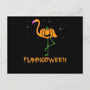 Flamingo  Pomkin Halloween Flamingoween Bird Pink Uitnodiging Briefkaart