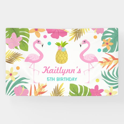 Flamingo Pool Party Banner Tropical Flamingo Party (Horizontaal)