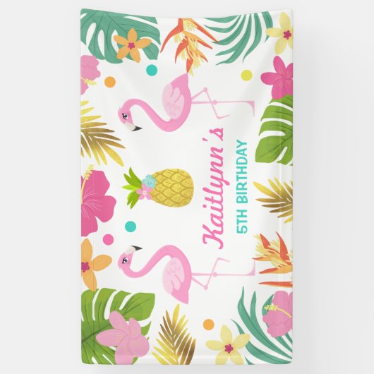 Flamingo Pool Party Banner Tropical Flamingo Party (Verticaal)