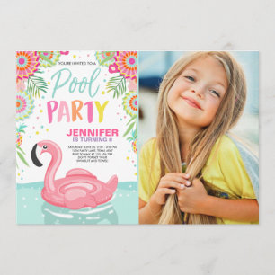 Flamingo Pool party call Tropical Pool float Kaart