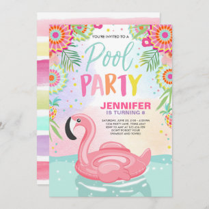 Flamingo Pool party call Tropical Pool float Kaart