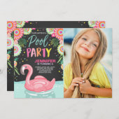 Flamingo Pool party call Tropical Pool float Kaart (Voorkant / Achterkant)
