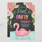 Flamingo Pool party call Tropical Pool float Kaart (Voorkant / Achterkant)