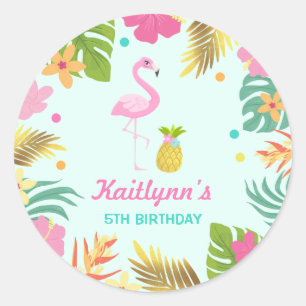 Flamingo Pool Party Favor Label Sticker Seal