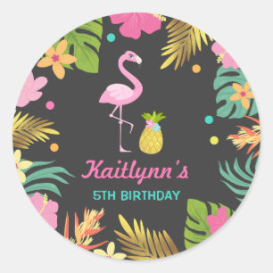 Flamingo Pool Party Favor Label Sticker Seal