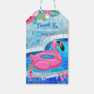 Flamingo Pool party, gunst, dank u labels, Cadeaulabel