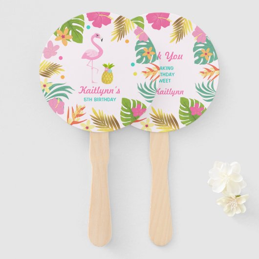 Flamingo Pool Party Hand Fan Flamingo Party Favor Handwaaier (Voorkant en achterkant)