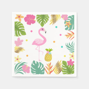 Flamingo Pool Party Servet Tropische Flamingo