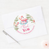Flamingo Pool verjaardagsfeestje roze dank u Ronde Sticker (Envelop)