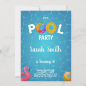 Flamingo Pool verjaardagsuitnodiging Kaart (Voorkant)