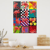 Flamingo Portret Abstracte Kunst Poster Print (Keuken)