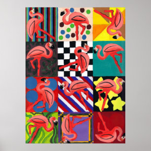 Flamingo Portret Abstracte Kunst Poster Print