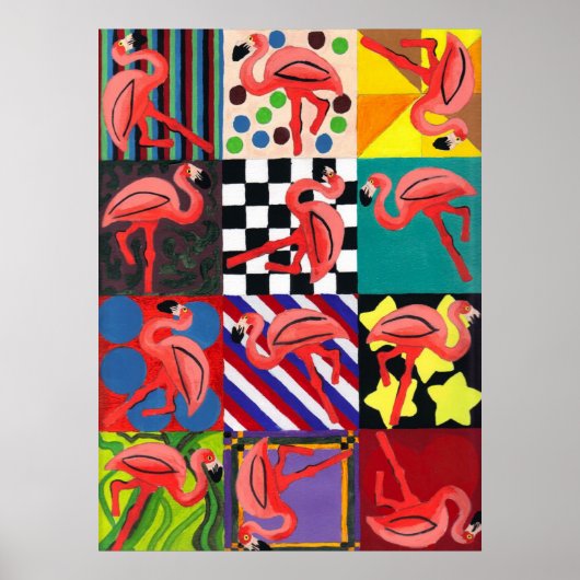 Flamingo Portret Abstracte Kunst Poster Print (Voorkant)