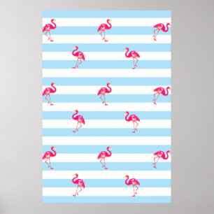 Flamingo poster, Flamingo patroon, poster van voge