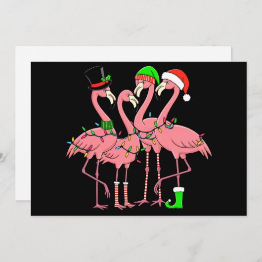 Flamingo Prettig Kerst Feestelijke Flamingo Liefhe Feestdagenkaart (Voorkant / Achterkant)
