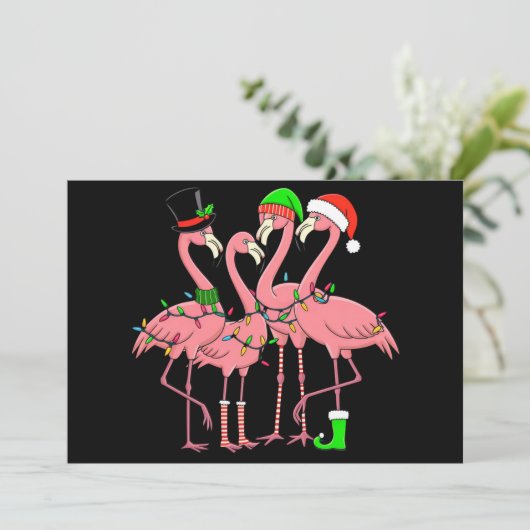 Flamingo Prettig Kerstmis Grappig Flamingo Fan Ges Feestdagenkaart (Staand voorkant)