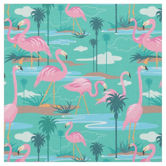 Flamingo Print Fabric Stof (Close Up)