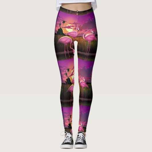 Flamingo print leggings (Voorkant)