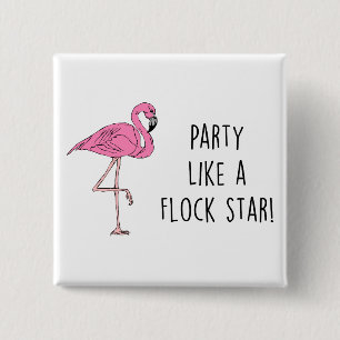 Flamingo Pun Funny Gift Vierkante Button 5,1 Cm