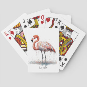 Flamingo Radiance: Waterverf Flamingo, op maat Pokerkaarten