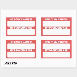 Flamingo Red Name & Pronoun Labels