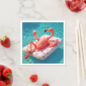 Flamingo Relaxing On a Pool Mattress Servet (Insitu)