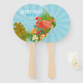 Flamingo Retirement Blue Handwaaier (Voorkant en achterkant)